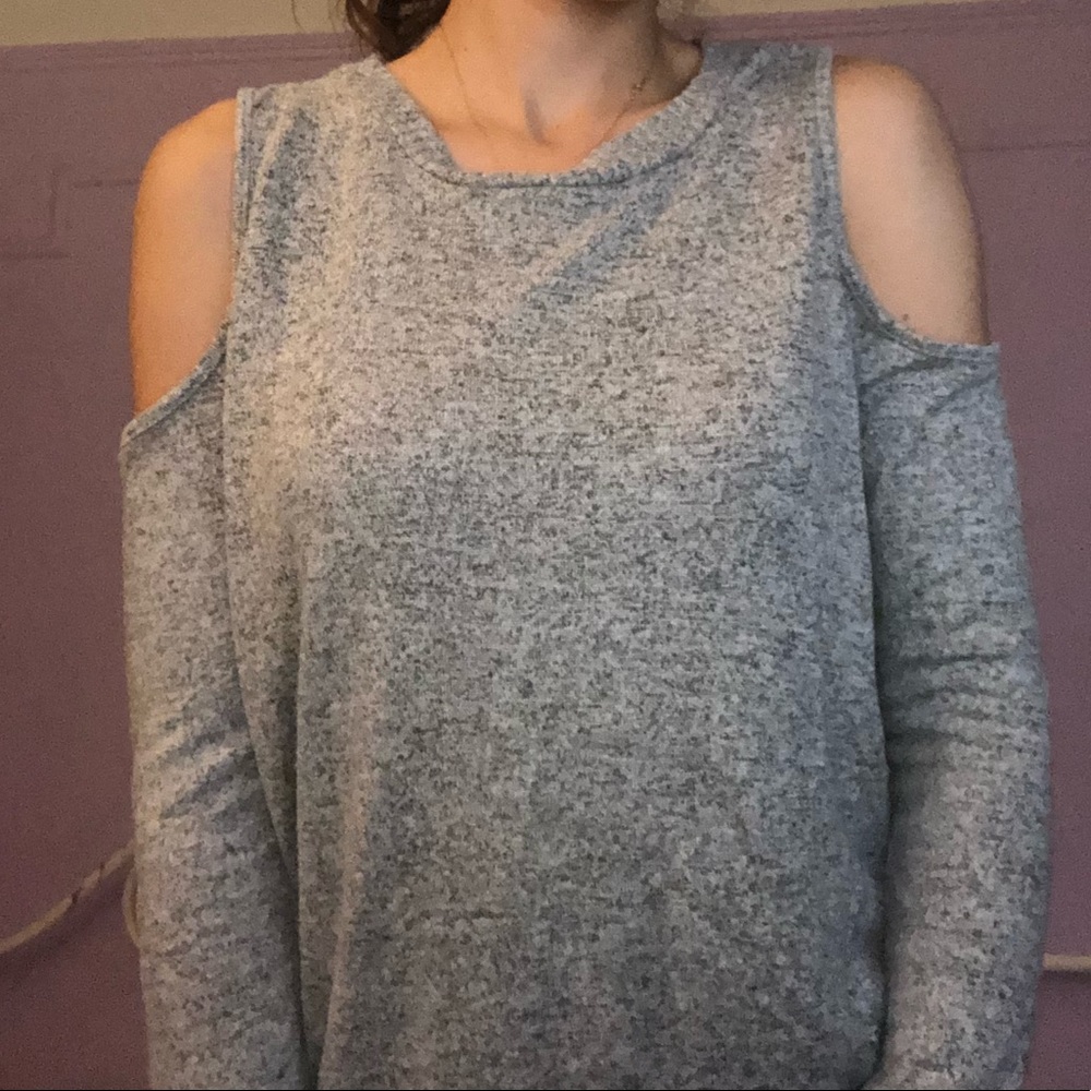 Shoulder Cut Grey Sweater